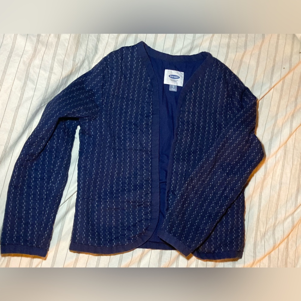 Old Navy Quilted Blue Patterned Cotton Blazer
